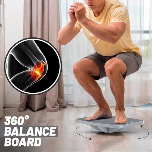 Image of Professional Wooden 360 Rotating Balance Board, Anti-Slip wobble board, 500 lbs Capacity. Perfect for under-desk standing, physical therapy, rehab, core & stability training, and fun for all ages.