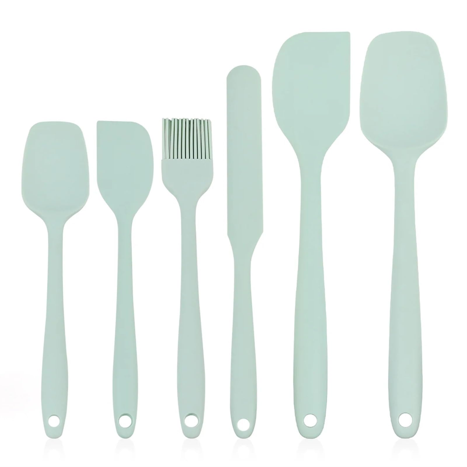 AOEGBY Silicone Spatula 6 Pieces Silicone Spatula Set Non Stick Heat Resistant Spatulas Turner For Cooking Baking Mixing Bak Silicone Spatula Set (Color : Light orange)