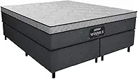 Cama Box Casal Queen Colchão Gazin Maximus Molas Ensacadas 158x198x62cm Linho Grafite/Preto - Suporta até 120Kg por Pessoa