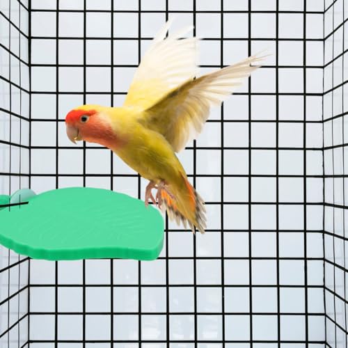 Image of Angoily Leaf Shape Bird Perch Platform for Parakeet Cockatiel Plastic Bird Cage Accessory 5.98X4.40X1.14 Inch Climbing Stand Playground