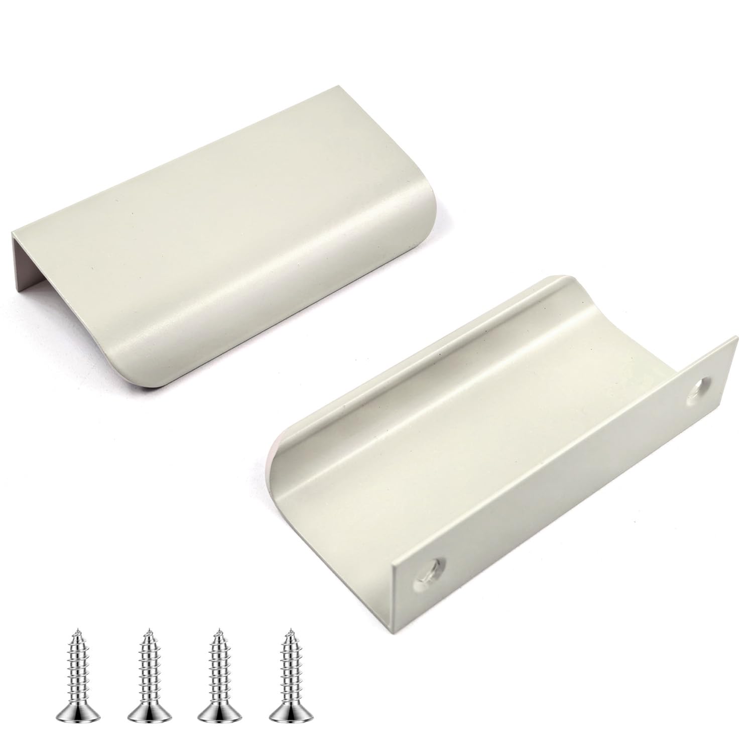 QZKJQDD 2 Pack Cashmere Gray Kitchen Cupboard Handles Finger Edge Pulls for Cabinets and Drawers, 80mm Wardrobe Door Handles Modern Aluminum, Matte Cashmere Gray â image 1