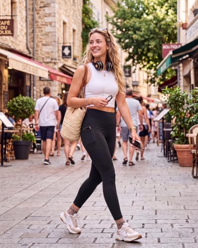 Image of TNNZEET High Waisted Leggings for Women - No See Through Tummy Control Cycling Workout Yoga Pants with Pockets Reg & Plus