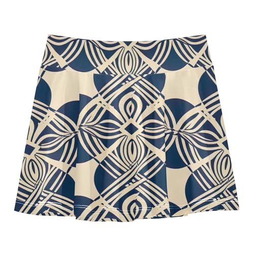 Joisal Abstract Organic Beige Navy Blue Athletic Shorts Girls Skorts Kids Tennis Skirts Flowy Teen Skirt 3t