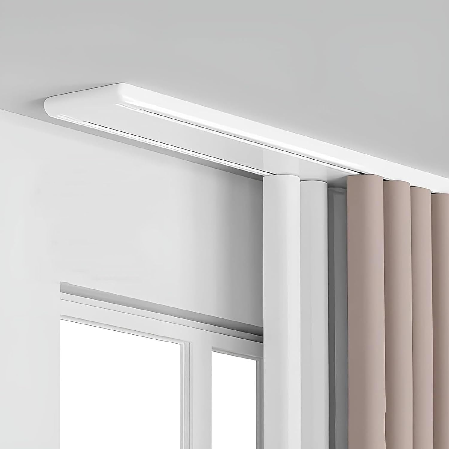 Genérico Barra De Cortina Doble para Montaje En Techo, Riel De Cortina, Riel De Aluminio De 2 Rieles, Riel De Techo Silencioso, Divisor De Ambientes para Cortinas Correderas,Blanca,5.7m