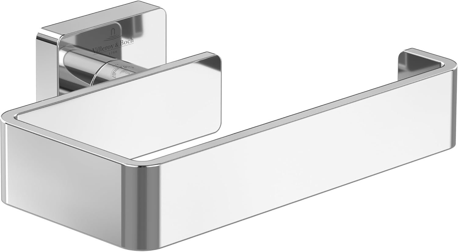 Villeroy & Boch Elements Striking Set Accesorios (3 en 1), Angular – Cromo | Set compuesto por gancho para toallas, portarrollos sin tapa, escobillero