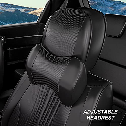 Feelon 2 Pieces Lb Front Car Seat Covers, Waterproof Nappa Leather Front Car Seat Protectors With Headrests, Universal Auto Interior Fit For Sedans Suv Pick-Up Truck, Black #TOP5