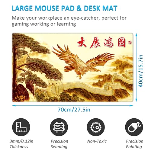 Tapis de souris XXL LL-COEUR Eagle 70x40 cm pour clavier