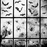 Uimiqc Glitter Halloween Window Clings 90 pcs Reusable Static Sparkly Window Clings for Halloween Home Party Decorations Include Spiders Bats Multi-Size (90 pcs)