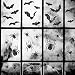 Uimiqc Glitter Halloween Window Clings 90 pcs Reusable Static Sparkly Window Clings for Halloween Home Party Decorations Include Spiders Bats Multi-Size (90 pcs)