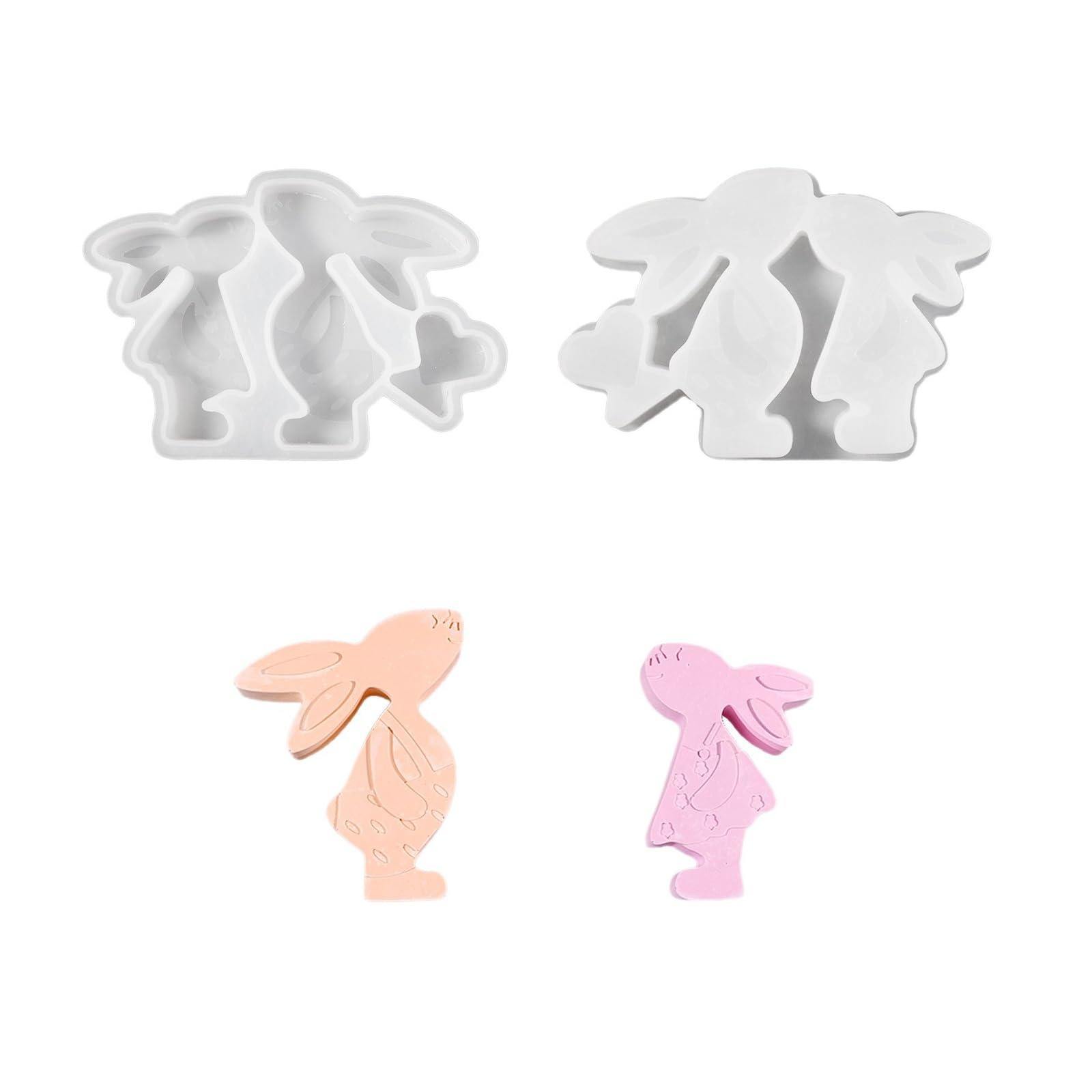 LUCKGONI Couple Hare Silicone Easy Demold Multipurpose Silicone Mould for Epoxy Resin Candle Soap Chocolate
