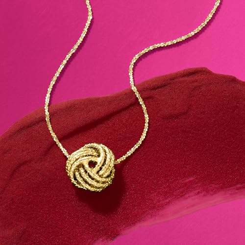 Ross-Simons Italian 14kt Yellow Gold Textured Love Knot Necklace3