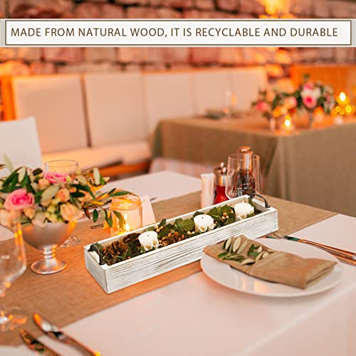 2 Pack Rustic Wooden Serving Trays Rustic Wooden Long Serving Trays With Handle Rectangular Ottoman Tray For Home Room Coffee Table Farmhouse Serving Decoration (Whitewashed) #TOP4