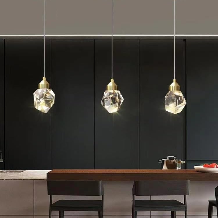 Nowoczesna prosta sypialnia wisząca lampa 4,7 cala kryształowy abażur przezroczysty romb lampa wisząca LED ciepłe światło lampka nocna lampa wisząca do przedpokoju do nauki
