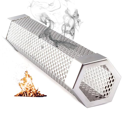 Smoke Tube for Pellet Smoker 12'', Smoker Tube 5 Hours of Billowing Smoke Hot/Cold Smoking, Smoking Tube, for Add Smokey BBQ Flavor on Gas Grill or Charcoal Grills with This Stainless Steel Wood Chip