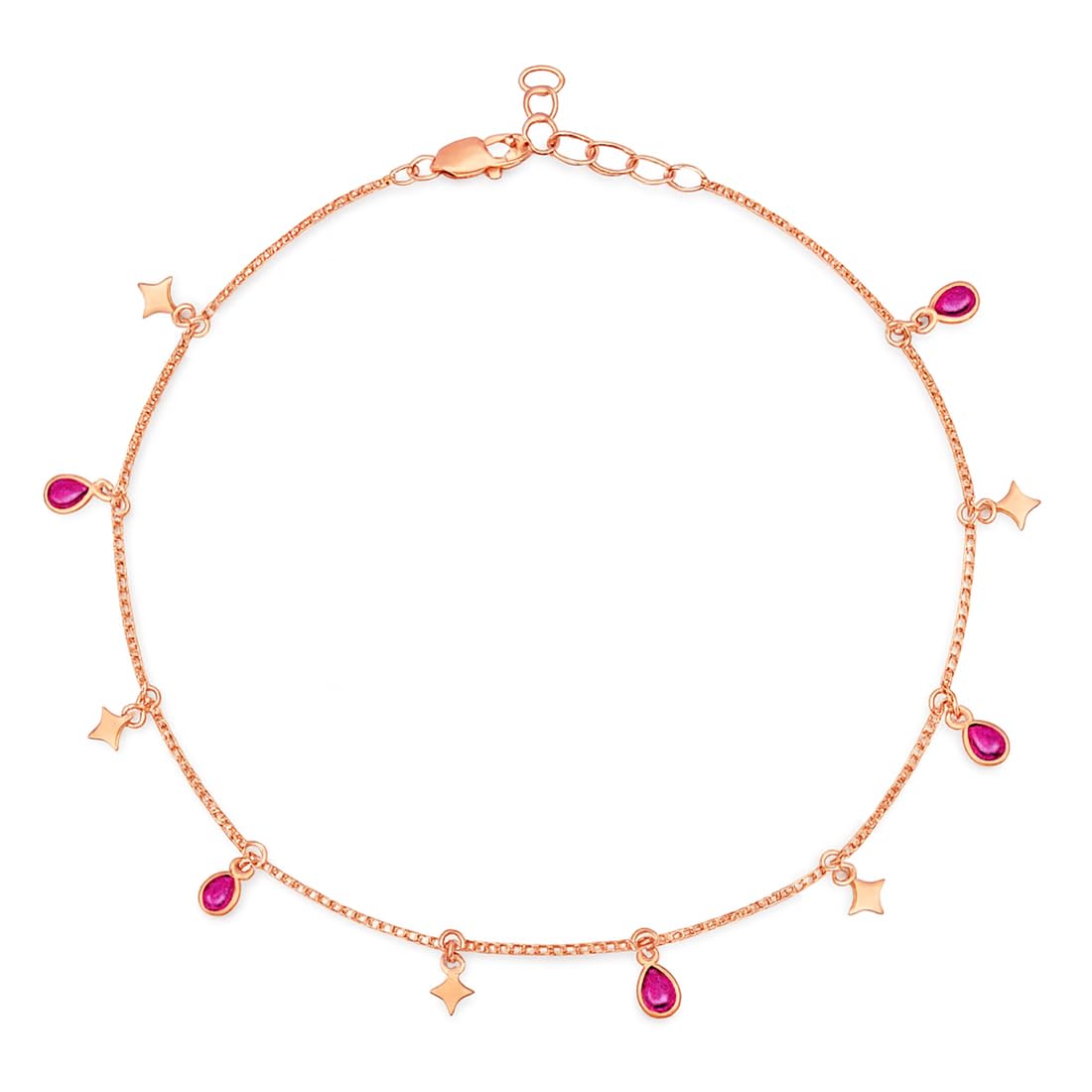 zavya 925 Sterling Silver Cubic Zirconia Star Rose Gold Plating Chain Anklet (Single) | Gift for Women & Girls | With Certificate of Authenticity & 925 Stamp|Mother's Day-picture-47