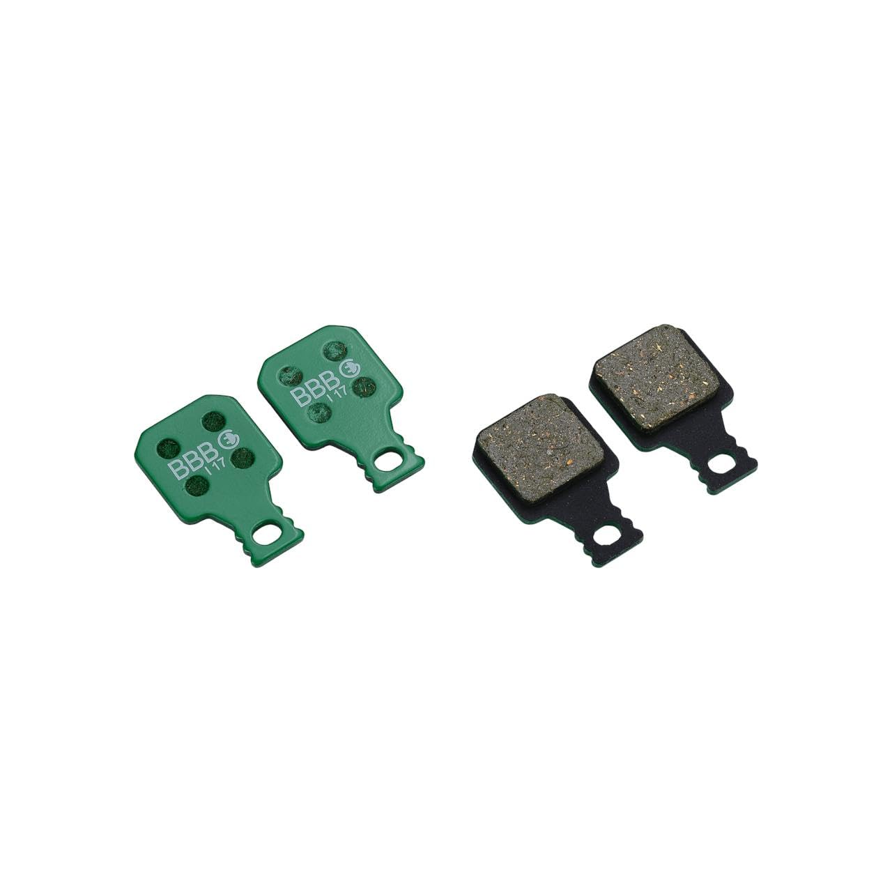 BBB Cycling Brake Pads E-MTB High Performance Organic Compound Electric Bike DiscStop BBS-372E, Green