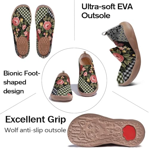 Women's Floral Slip-on Shoes, Colorful, Comfortable and Lightweight, Artistic Travel Sneakers, Casual Floral Fashion Daily Loafers4