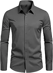 Camisa social masculina slim fit, sem rugas, formal, casamento, manga comprida, abotoada