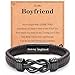 Boyfriend Gifts Infinity Knot Leather Bracelet Christmas Valentines Fathers Easter Graduation 1 Year Anniversary Birthday Gifts for Boyfriend Him Boys Men