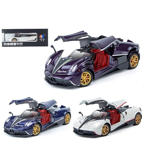 Image of Alloy Diecast Metal Cars Model Collectible Pagani Huayra Dinastia 1:24 Pull Back Vehicle Toy for Kids Boys Girl Gift (Blue)