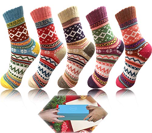 Women winter socks 5 pairs womans socks gift box vintage warm sof…