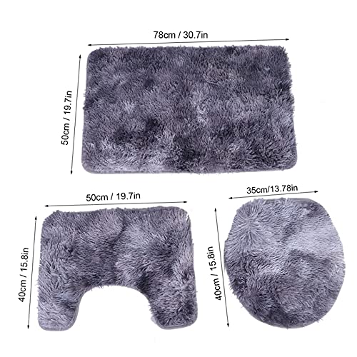 MIWEITOO Badematten-Sets, 3-teilig, Rutschfester Chenille-Badeteppich, weicher, Rutschfester Toilettendeckelbezug, Badematte, Konturteppich, Heimdekoration(grau) – Bild 8