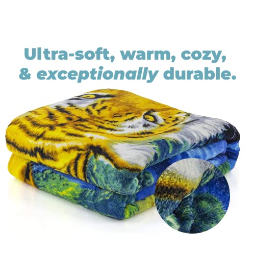 Dawhud Direct Moonlight Tiger Fleece Blanket For Bed 50" X 60" Tiger Fleece Throw Blanket For Women, Men And Kids Super Soft Plush Tiger Blanket Throw Fleece Blanket Animal Blanket #TOP1
