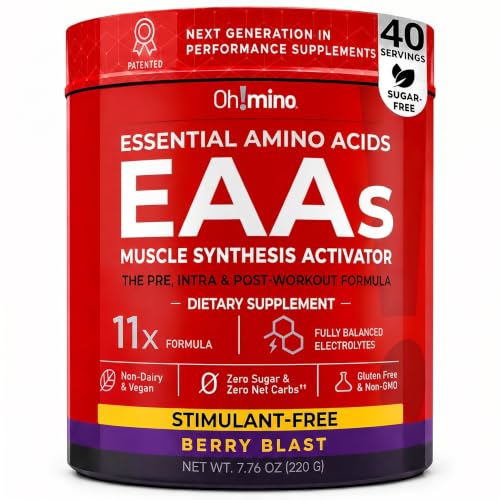 Ohmino BCAA + EAA Powder Amino Acid Supplement Berry 40 Servings