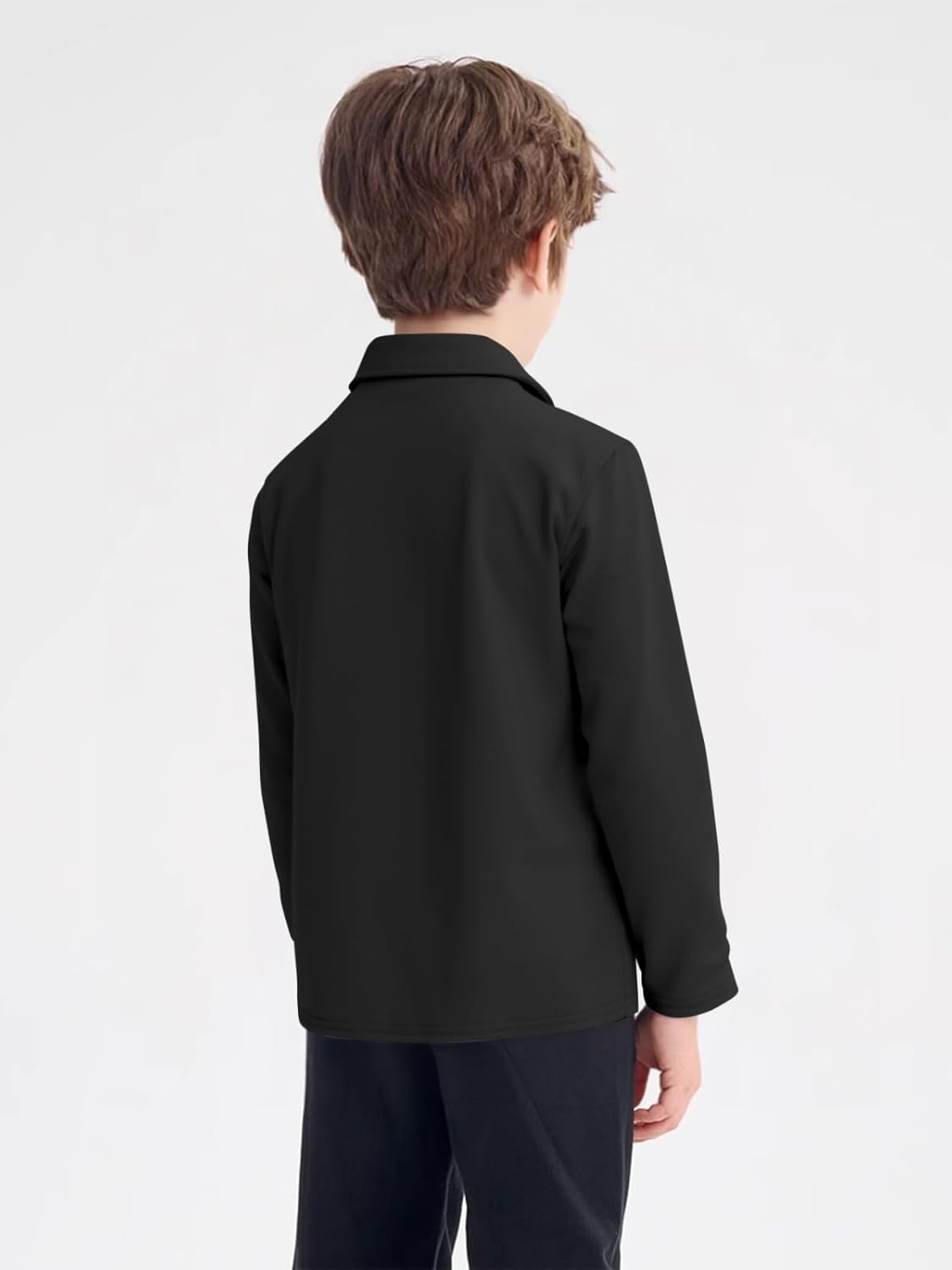 Haloumoning Boys Long Sleeve Polo Shirt Kids Casual Collared School Uniform Shirts 5-14 Years - Image 5