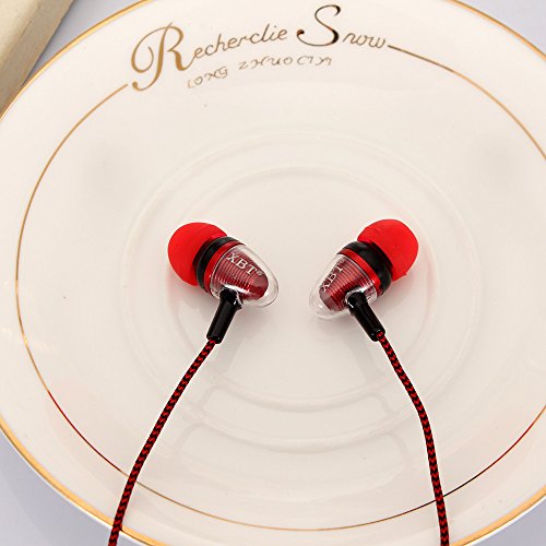 Amaping Universal 3.5mm in-Ear Stereo Earbuds Earphone Capsule Shape Clear Shell Protcetive Headphone Set for Cell Phone MP3 MP4 Player (Red)