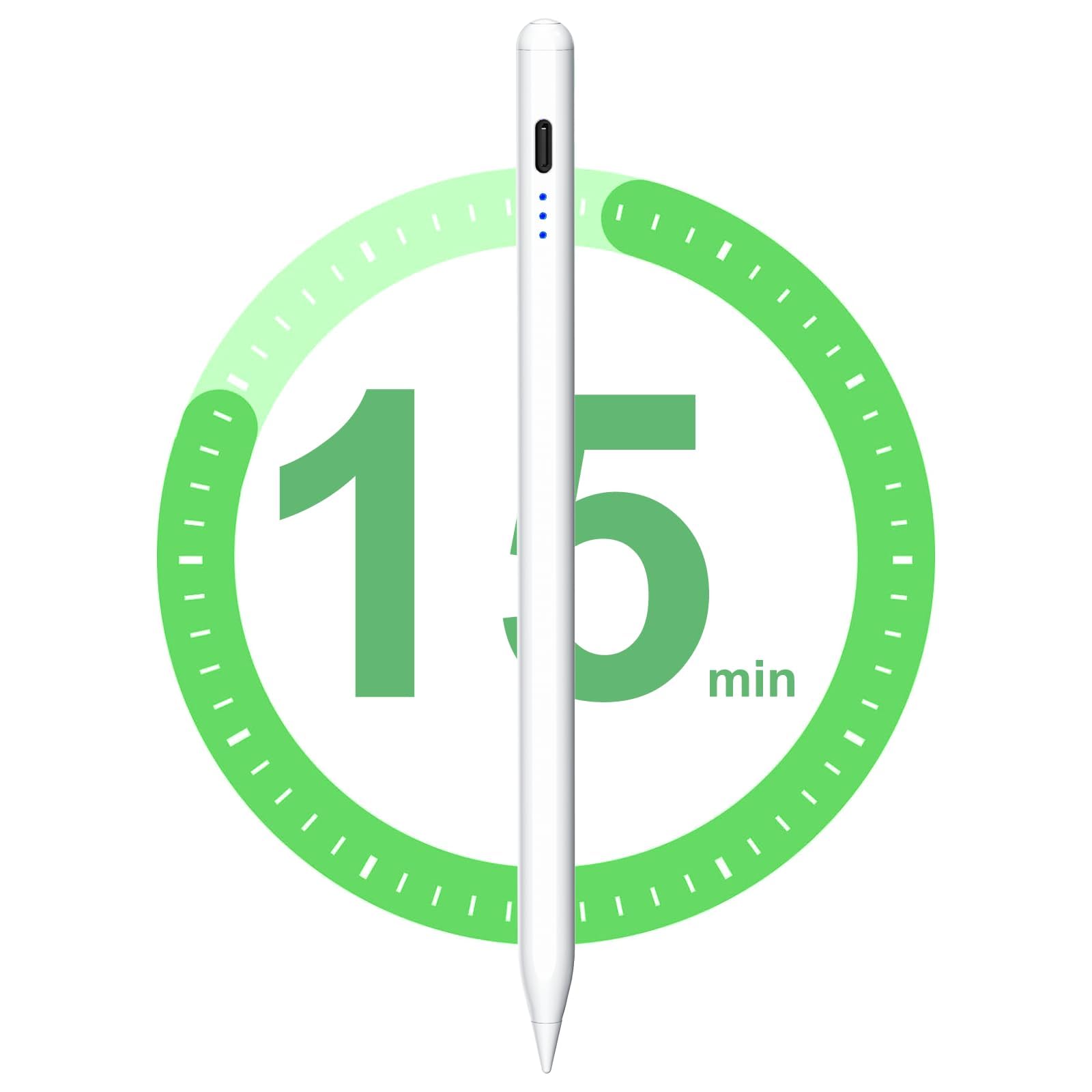 Stylus Pen for iPad 10gen: NO.1 Sales in US Type-C Cable Fast Charging Pencil for iPad with Palm Rejection for iPad 10/9/8/7/6 Gen - Mini 6/5 - Air 5/4/3 - Pro 12.9/11, White