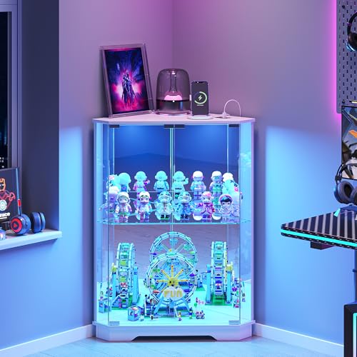 Dystler Small 2-Tier Corner Display Cabinet with Glass Doors - image 1