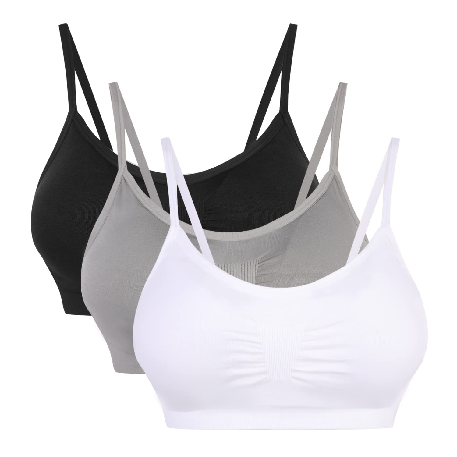 Vertvie Womens Strech Duenn Ohne Buegel Push up Yoga Sports BH Bra Top Set Fuer Fitnesstraining Polsterung 2er/3er Pack