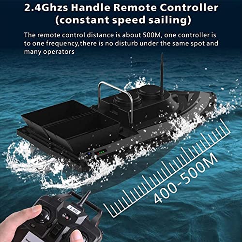 Bateau d'appât de pêche télécommandé noir et robuste à longue distance - 4