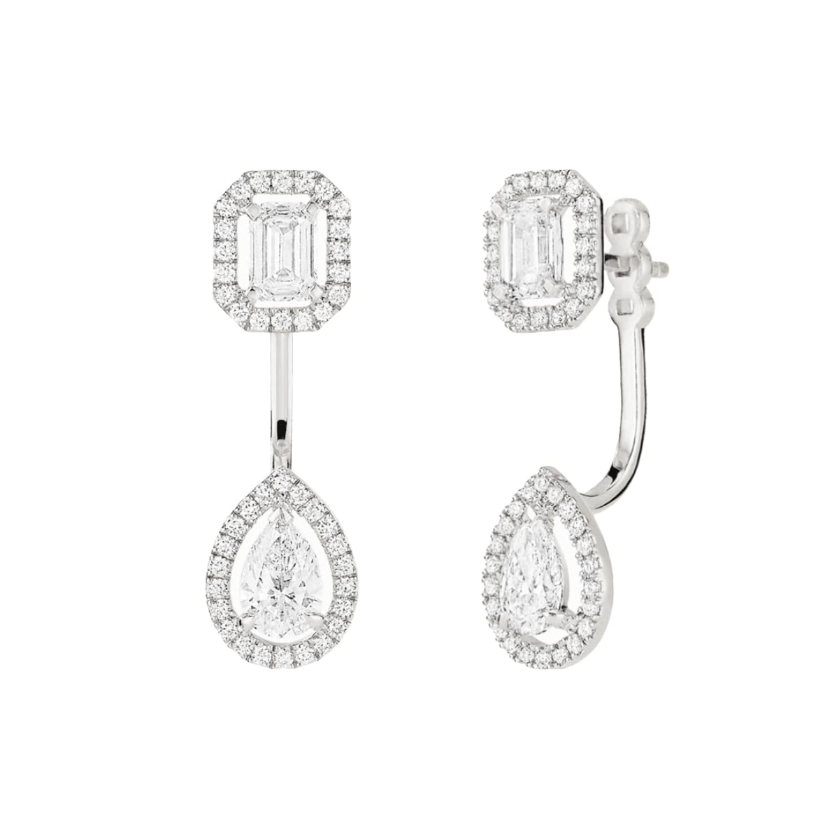 MINUTIAE Double Side Dangling Solitaire Swarovski Crystal Diamonds Brass Alloy Stud Earrings for Women and Girls - Silver Plated | Stylish, Traditional, Western and Fashion Wear (B09Z2NLVB4) Amazon Price History, Amazon Price Tracker