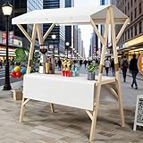GSATREY Faltbarer Marktstand aus Holz, Marktstand-Ausstellungsständer, Verkaufsständer für Veranstaltungen im Freien, für Lebensmittelverkauf und Veranstaltungen(White,150cm/59in)