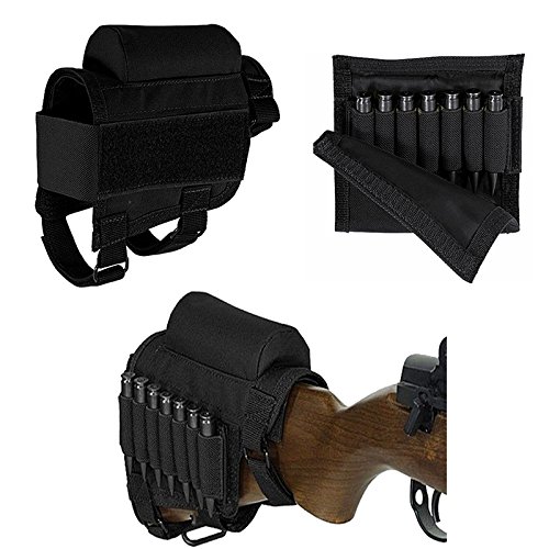 FIRECLUB Tactical Buttstock Shell Holder Cheek Rest Pouch Holder Pack with Ammo Carrier Case