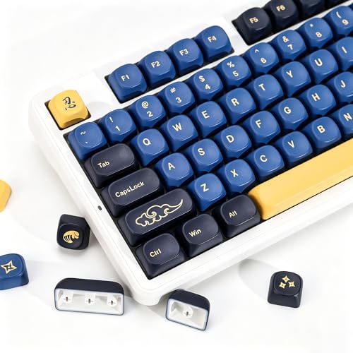 Image of KBDiy Blue Samurai Keycaps Set,KOA Profile Five Sides Dye-Sublimation PBT Retro Custom Keyboard Keycap,131 Keys Cap Set for Cherry Gateron MX Switches Mechanical Keyboards