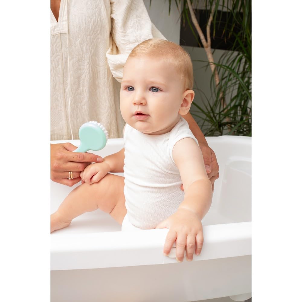 Interbaby Bañera Bebé Cambiador Plegable Patas, Ruedas, Hamaca (Dino) | Bañera con cambiador 2 en 1, hamaca anatómica extraíble, patas antideslizantes, altura ergonómica, portátil