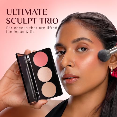 Image of Pilgrim 3-in-1 Face Palette | Blush, Highlighter & Contour Face Makeup Kit | Highly Pigmented & Long Lasting | 12g (Bold Charme -03)
