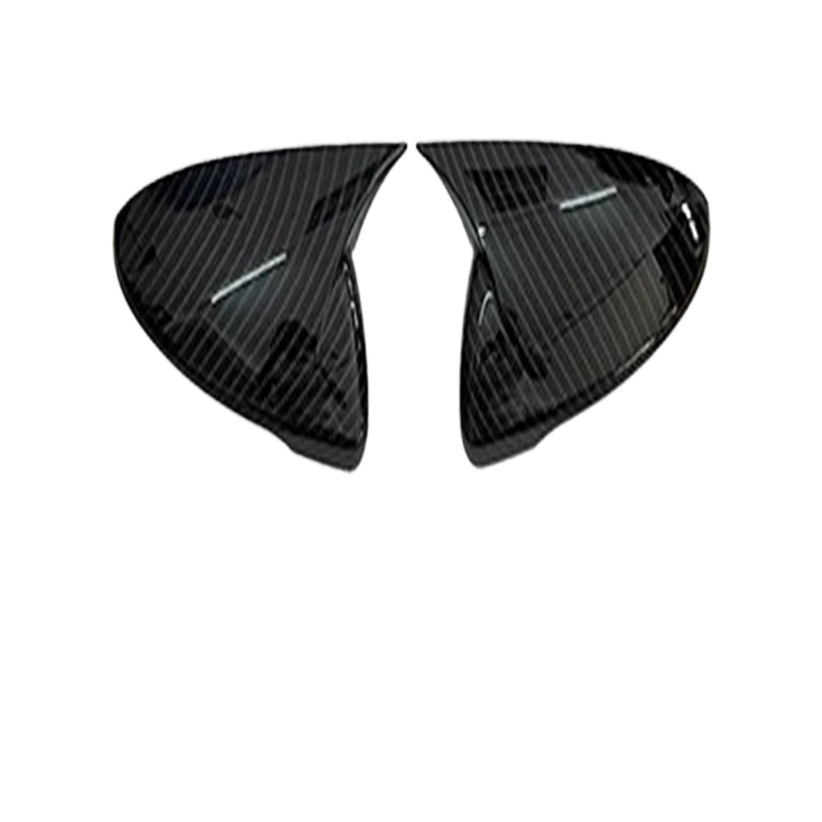 Car Styling Compatible for KIA Ceed Xceed 2019~2023 Door Side Wing Rearview Mirror Cover Sticker Trim Cap Lid with Horn Auto Accessories(ABS Carbon Pattern)