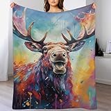 GGJJTT Elch Kuscheldecke Couchdecke Decke Aus Flannel - Tagesdecke Wohndecken Für Sofa, Couch Oder Als Bettüberwurf 100×130cm
