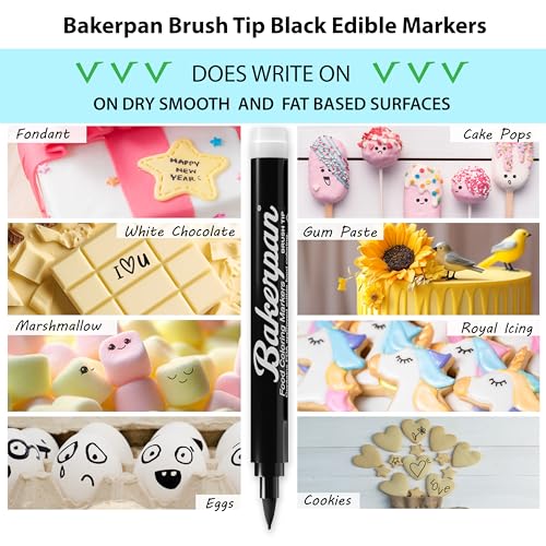 Bakerpan Edible Markers for Cookie Decorating - Black Brush Tip Set of 3 - image 2