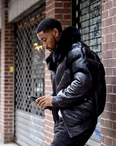 V Bomber Black Sheepskin Leather Winter Jacket3