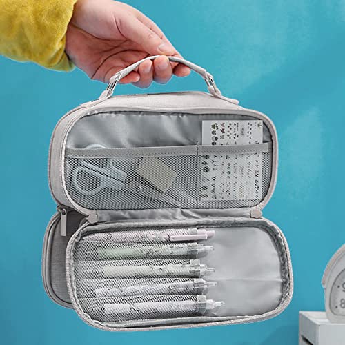 Image of Party Propz Grey Pencil Pouch for Boys -Large Capacity Pencil Pouches for Stationary | Aesthetic Pencil Case for College Students | School Pouch for Girls Stylish | Cute Pen Pouch for Girls Korean Bag