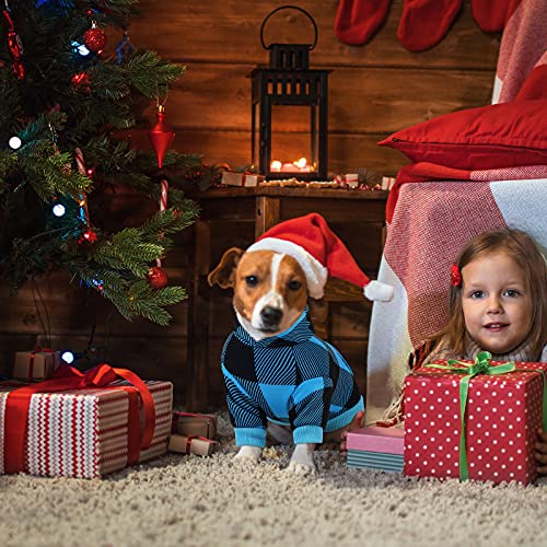 Pedgot Blue and Black Plaid Dog Hoodie Pet Clothes with Hat Pet Sweaters for Dogs Puppies Cats Clothes with Dog… - Image 7