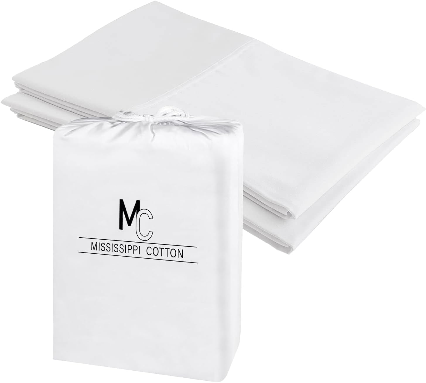 1000 Thread Count 100% Egyptian Cotton King Pillowcase Set of 4 Soft Silky Sateen Weave Hotel Quality Pillow Covers Luxury Bed Pillowcase Pack White 20 x 40 Inches Smooth Comfortable Sleep