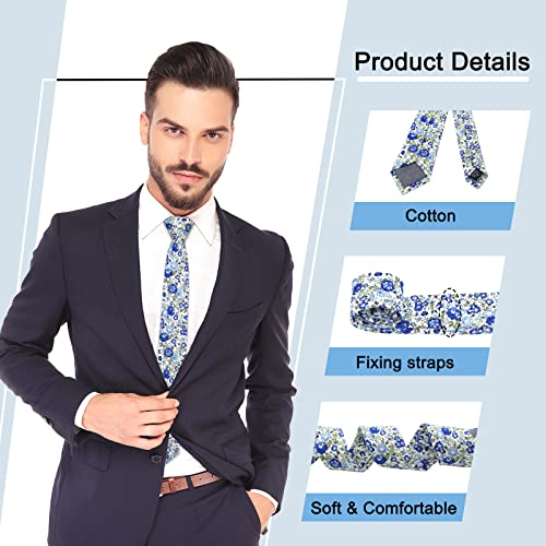 Image of Mantieqingway Men's Cotton Floral Neck Tie 2.56'' Printed Skinny Tie