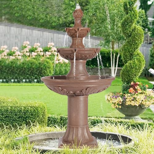 Dephet Italian Outdoor Water Fountains Garden Decor - 48.4''H Fountains and Waterfalls Outside, Large Cascading Indoor Floor-Standing Resin Bubbler Fountain Features W/Pump for Patio and Yard