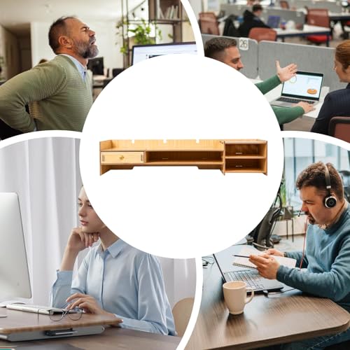 Soporte elevador de escritorio de madera premium para pantallas de PC 5